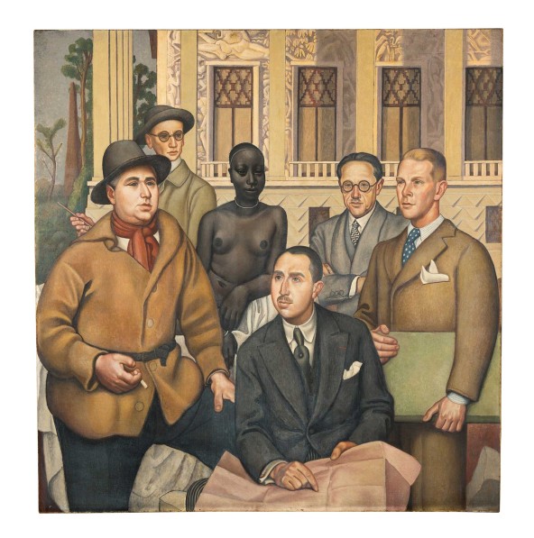 Portrait de L’architecte Albert Laprade et ses collaborateurs devant le Palais de la Porte Dorée