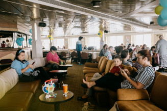 Ukrainians aboard Corsica Linea's "Méditerranée" ferry, May 2022