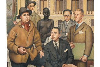 Portrait de L’architecte Albert Laprade et ses collaborateurs devant le Palais de la Porte Dorée