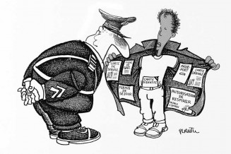 L'immigré exhibitionniste, Plantu, 1979 © Musée national de l'histoire et des cultures de l'immigration