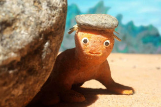 au bord de l'eau bonhomme de sable