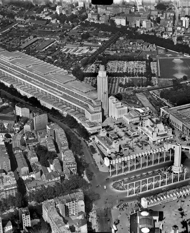 Aerial view of the 1931 International Colonial Exhibition held at the Porte Dorée and the Bois de Vincennes.