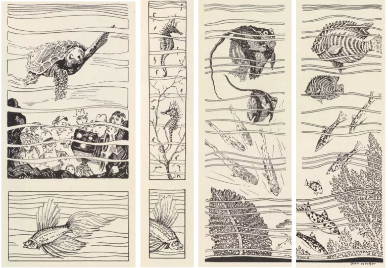 Illustrations de l’aquarium de Jean Kerhor dans le magazine TOGO-CAMEROUN, avril 1932