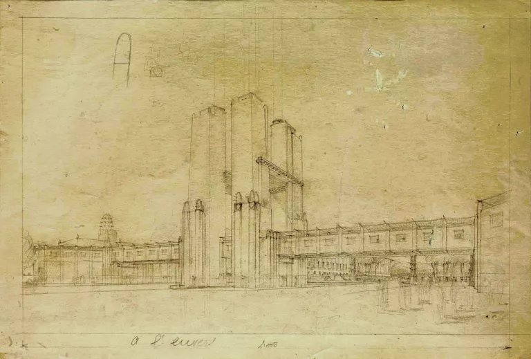 Projet d’entrée d’honneur de l’Exposition coloniale réalisé par Léon Bazin et Henri Navarre en 1929
