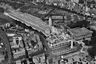Aerial view of the 1931 International Colonial Exhibition held at the Porte Dorée and the Bois de Vincennes.