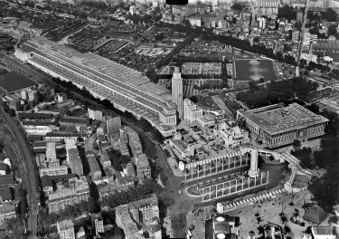 Aerial view of the 1931 International Colonial Exhibition held at the Porte Dorée and the Bois de Vincennes.